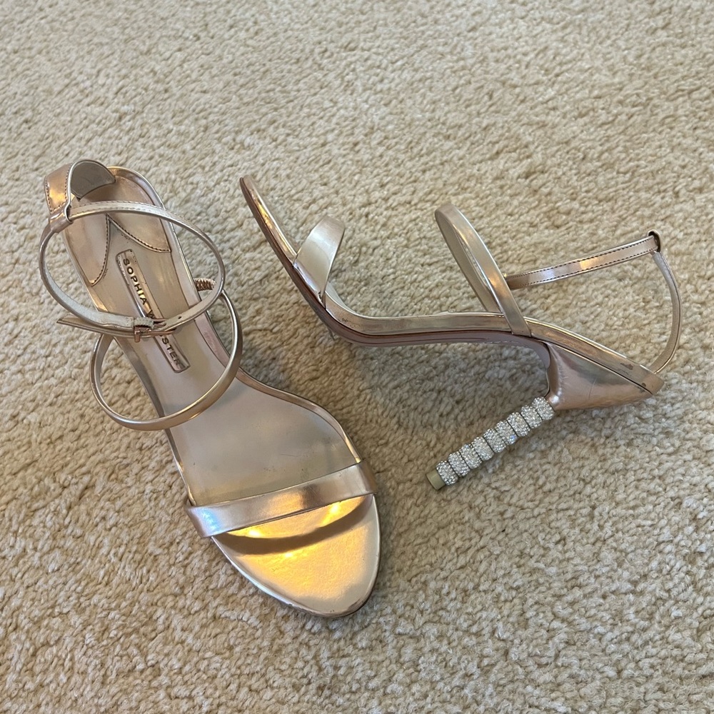 Sophia Webster Rosalind crystal heel in rose gold size 40